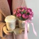 Композиция «кофе и цветы» с пион розой