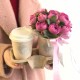 Композиция «кофе и цветы» с пион розой