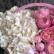 Нежная корзина с гортензией и пионовидной розой