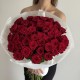 Премиум букет «bloom room» из 51 красной розы + подарок от Vivienne Sabo — румяна MACARON