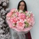 Пышный букет с французской розовой и альстромерией