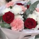 Вдохновляющий букет Bloom room из красных роз, диантусов, хризантем и эвкалипта