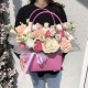 Цветы в коробке bloom room из эустомы, пионовидных кустовых роз, диантусов и хризантемы