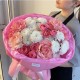 «Барби»   букет Bloom room в дизайнерском оформлении из кустовой розы, французской розы и хризантем
