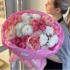 «Барби»   букет Bloom room в дизайнерском оформлении из кустовой розы, французской розы и хризантем