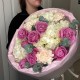 Волшебное мгновение   букет из кустовой розы, диантусов, эвкалипта и гортензии