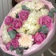 Волшебное мгновение   букет из кустовой розы, диантусов, эвкалипта и гортензии