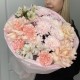 Авторский букет «Розовая мечта» из хризантем, альстромерий, диантусов и роз