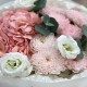 Стильный букет с гортензией, хризантемой и  эустомой
