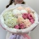 Неповторимый букет с дианиусом, кустовой пионовидной розы и гортензией