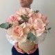 Композиция в коробке "Воздушный поцелуй" Bloom Room: роза, эвкалипт