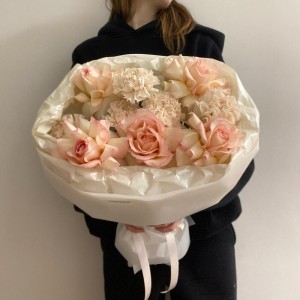 Персиковый букет из ажурных роз️ Bloom room: большой выбор букетов в профиле магазина